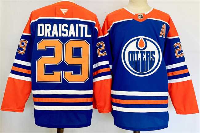 Men%27s Edmonton Oilers #29 Leon Draisaitl Royal 2024-25 Stitched Jersey->detroit red wings->NHL Jersey